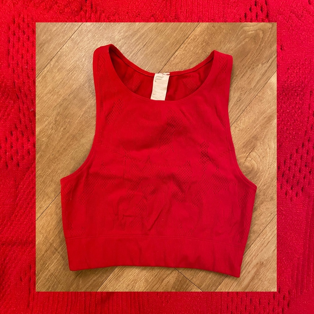 Fabletics Red Sculpt Knit Sports Bra